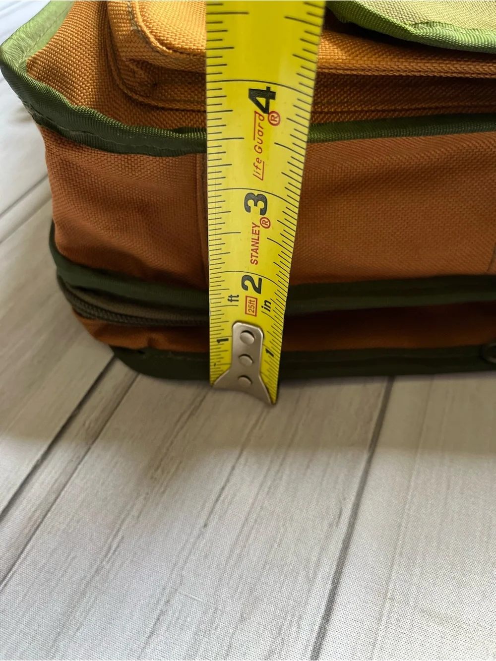 Duck Wear canvas messenger lap top bag adjustable should strap. Green & tan